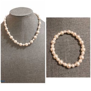 Faux Pearl Necklace & Bracelet Set